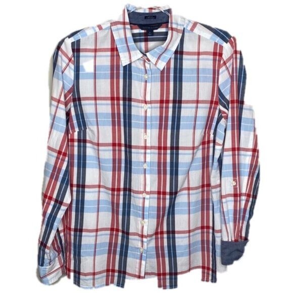 Tommy Hilfiger Womens Classic Fit Plaid Button-Up Shirt Long Sleeve Collared M - Picture 8 of 15